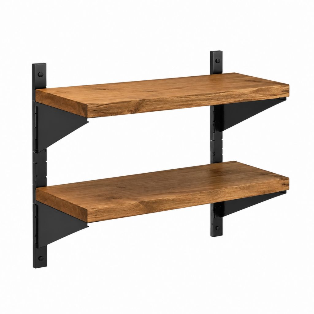2er-Set Wandregale Braun Mangoholz Massiv Rechteckig 60 x 20 x 60 cm