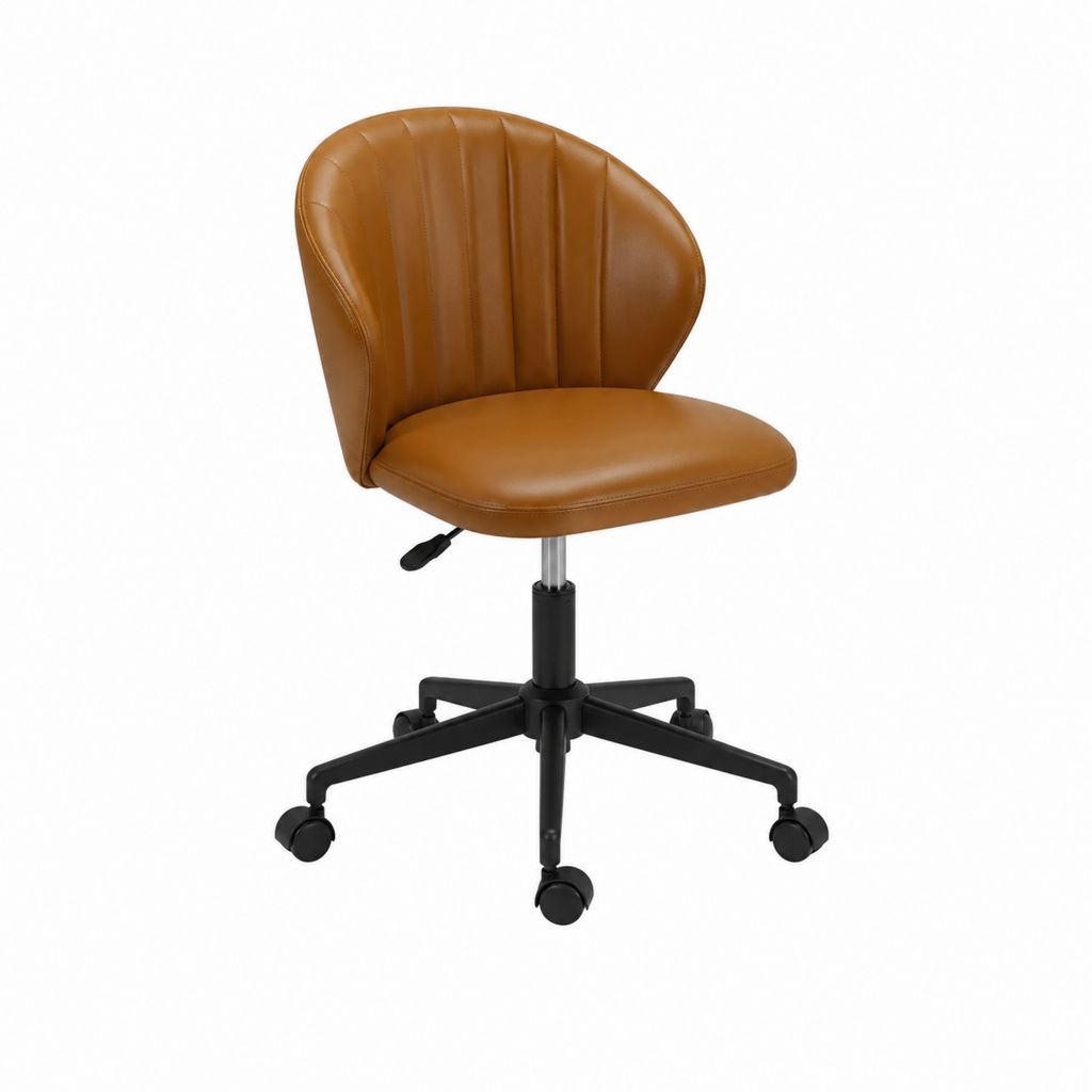 Bürostuhl Drehstuhl Cognac PU-Kunstleder mit Rollen 58 x 60 x 84-94 cm