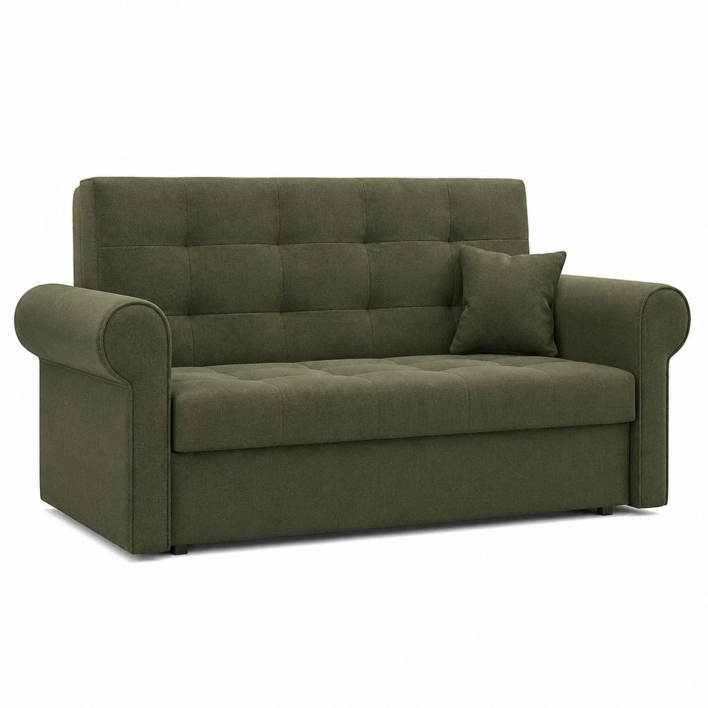 2-Sitzer Sofa olivgrün mit Polyester-Samtbezug rechteckig 160 x 88 x 88 cm