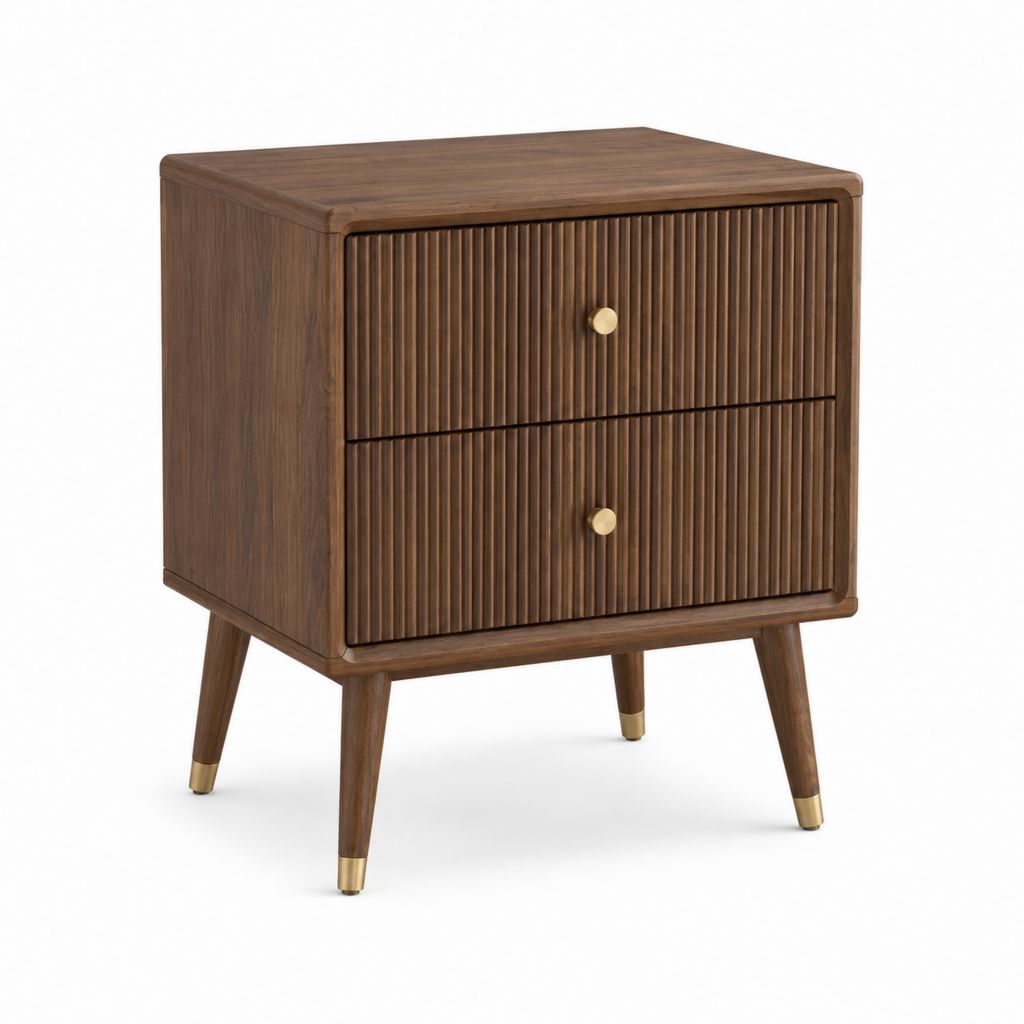 Nachttisch mit 2 Schubladen Walnussbraun MDF mit Walnussfurnier 50 x 40 x 60 cm