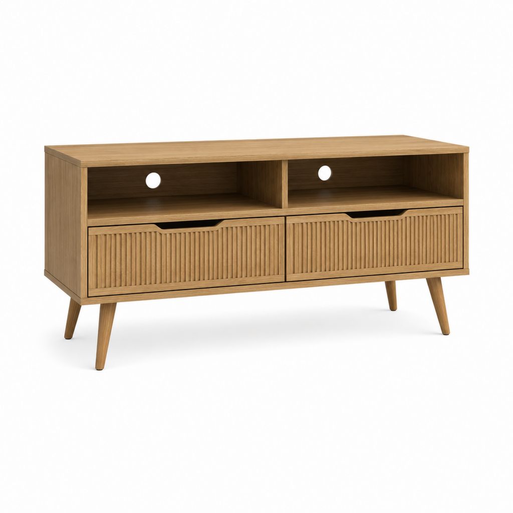 TV Lowboard Naturbraun aus massivem Bambus rechteckig 120 x 40 x 60 cm