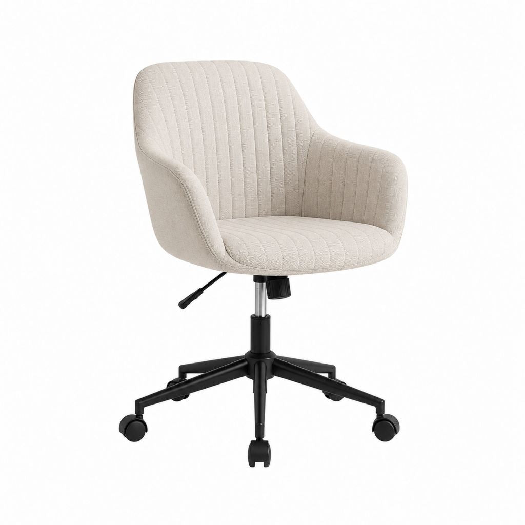 Bürostuhl Drehstuhl Beige mit Polyesterbezug und Armlehnen 60 x 60 x 82-92 cm
