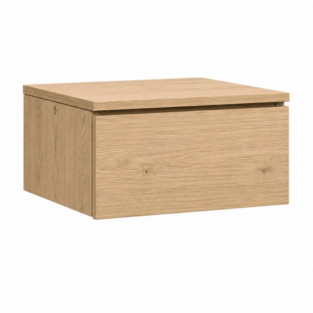 Hängender Nachttisch mit Schublade Eiche natur rechteckig 60 x 40 x 30 cm