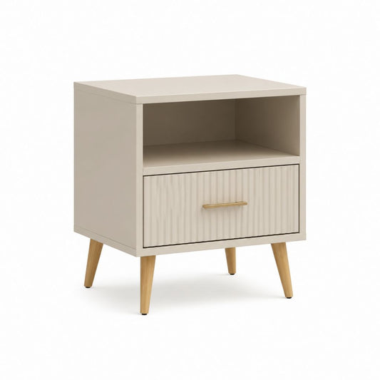 Nachttisch mit Schublade Beige Spanplatte Melamin beschichtet Rechteckig 45 x 40 x 55 cm