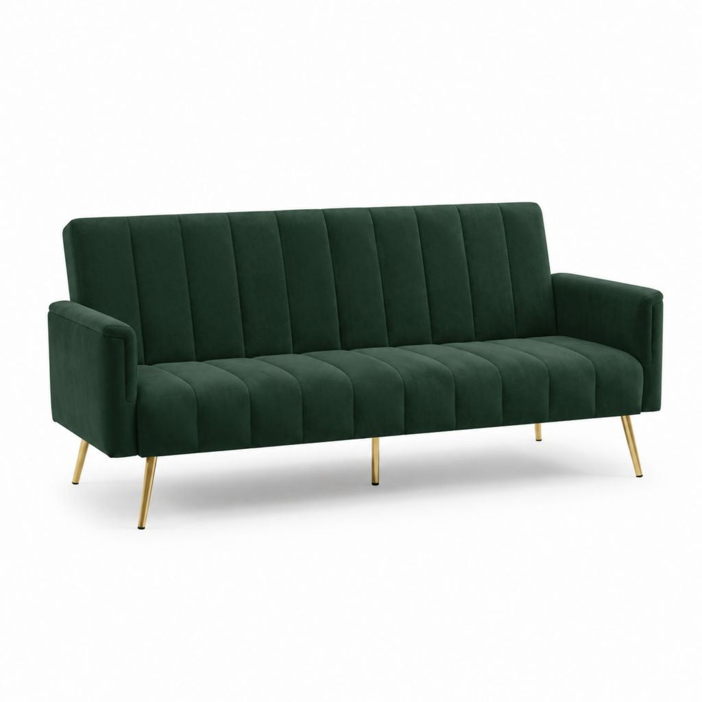 3-Sitzer Sofa Dunkelgrün Polyester-Samt Rechteckig 184 x 83 x 84 cm