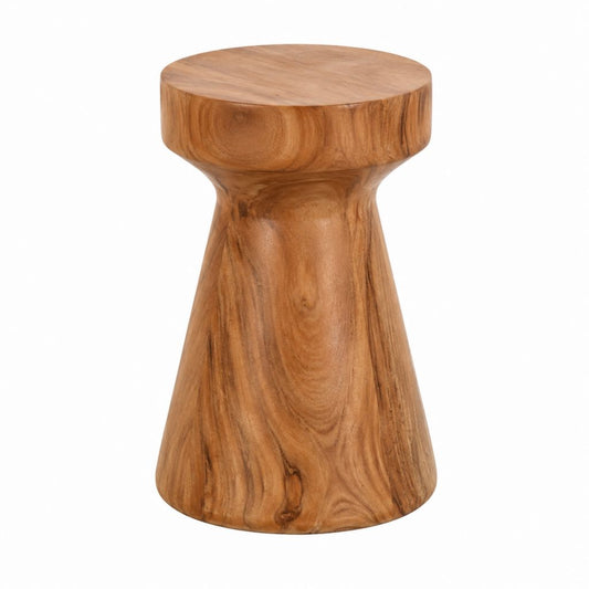 Beistelltisch aus massivem Akazienholz Braun rund 40 x 50 cm