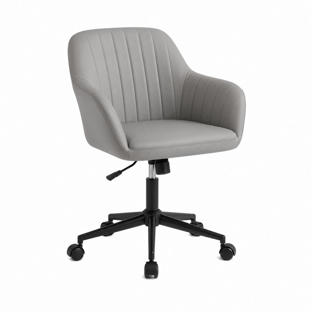 Bürostuhl Drehstuhl Grau mit PU-Kunstleder und Armlehnen 62 x 62 x 82-92 cm