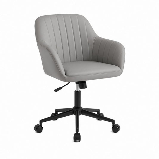 Bürostuhl Drehstuhl Grau mit PU-Kunstleder und Armlehnen 62 x 62 x 82-92 cm