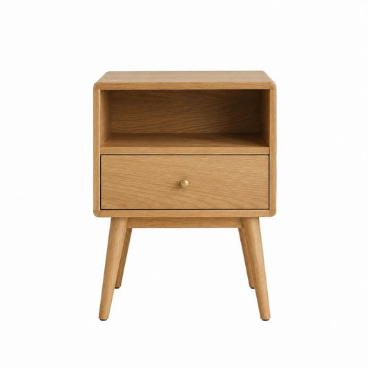 Beistelltisch Eiche rechteckig mit Schublade und offenem Fach 45 x 35 x 60 cm